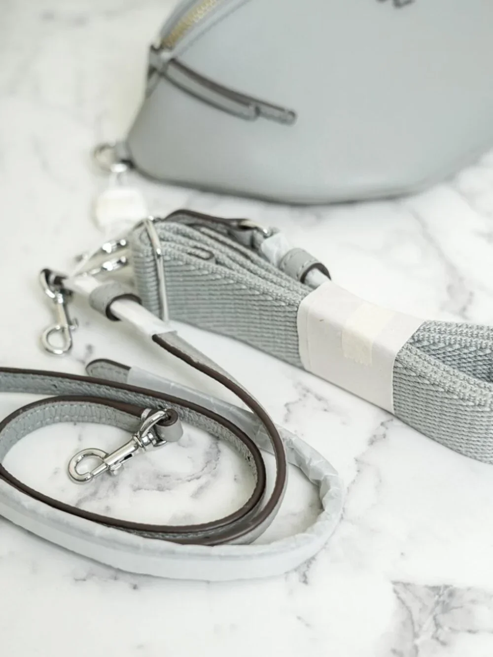 Tory Burch Thea Pebbled Leather Belt Bag Fanny Pack in Misty Cloud 165917 NWT